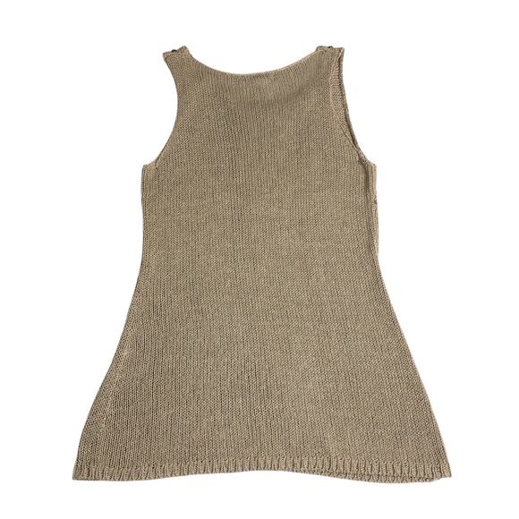 Vertigo Paris Top Womens L Tan Open Knit Embellished Tunic Tank Boho Festival - Picture 2 of 16